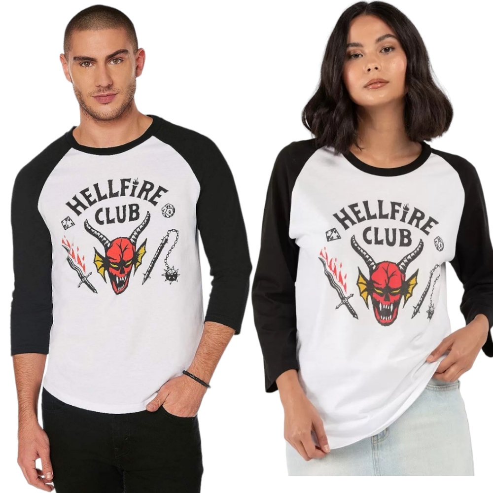 Stranger Things Hellfire Club Raglan Shirt  Stranger Things Oversized Shirt EUC